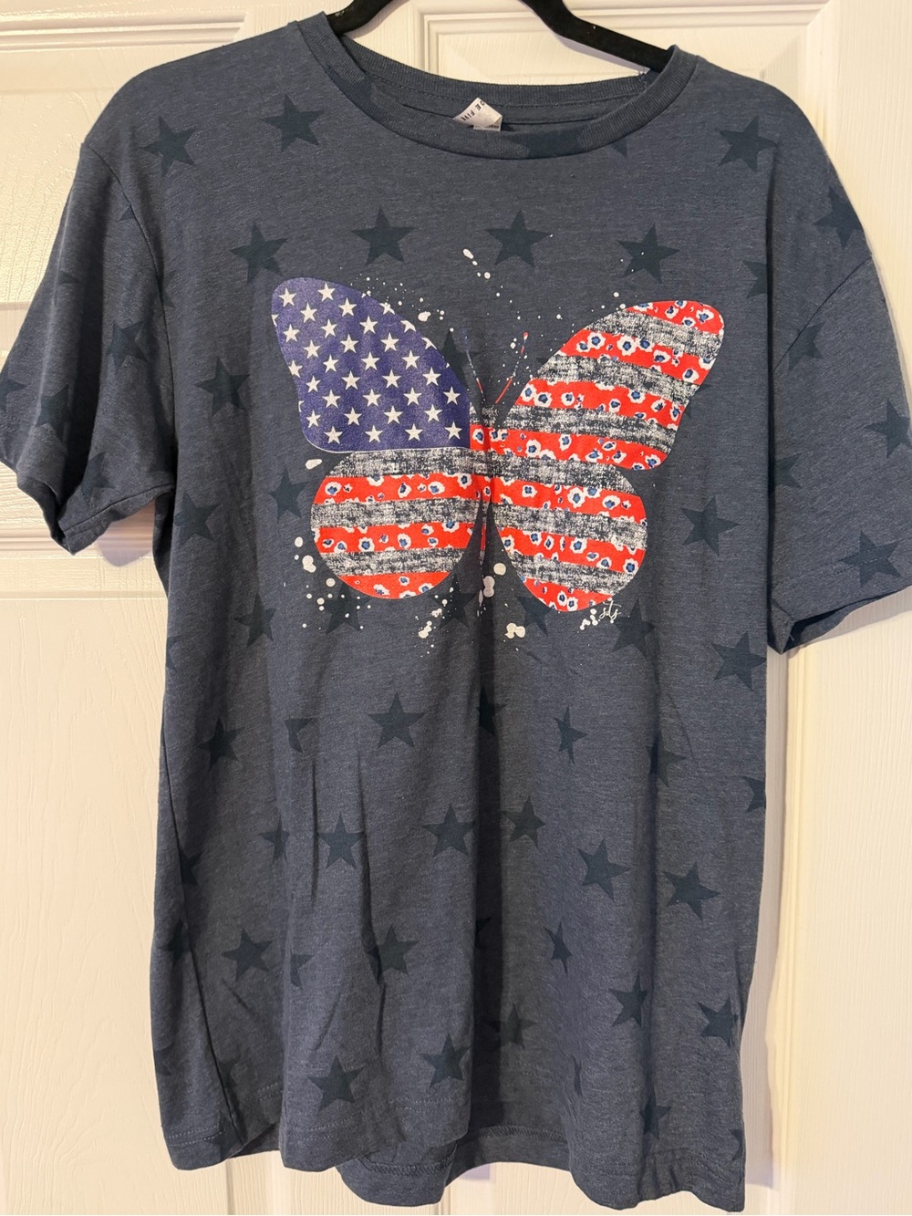 Navy Star Butterfly Graphic Tee - Red, White & Blue